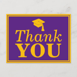 Lila Gold Grad Cap Danke Postkarte