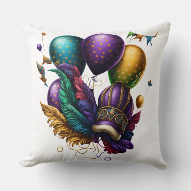 LILA GOLD GREEN MARDI GRAS HAT BALLOONS KISSEN (Vorderseite)