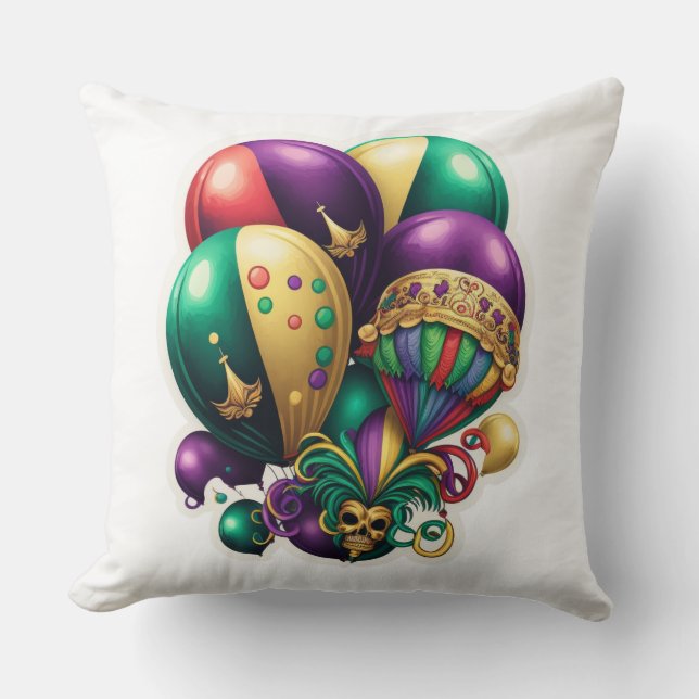 LILA GOLD GREEN MARDI GRAS HAT BALLOONS KISSEN (Vorderseite)