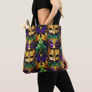 LILA GOLD GREEN MARDI GRAS MASKS TASCHE