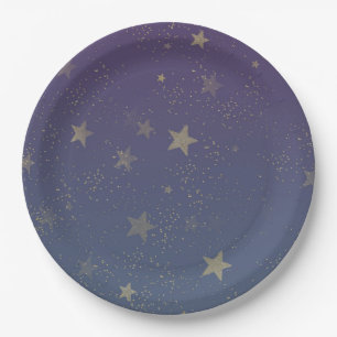 Lila Gold hat Confetti in der Hauptrolle Pappteller