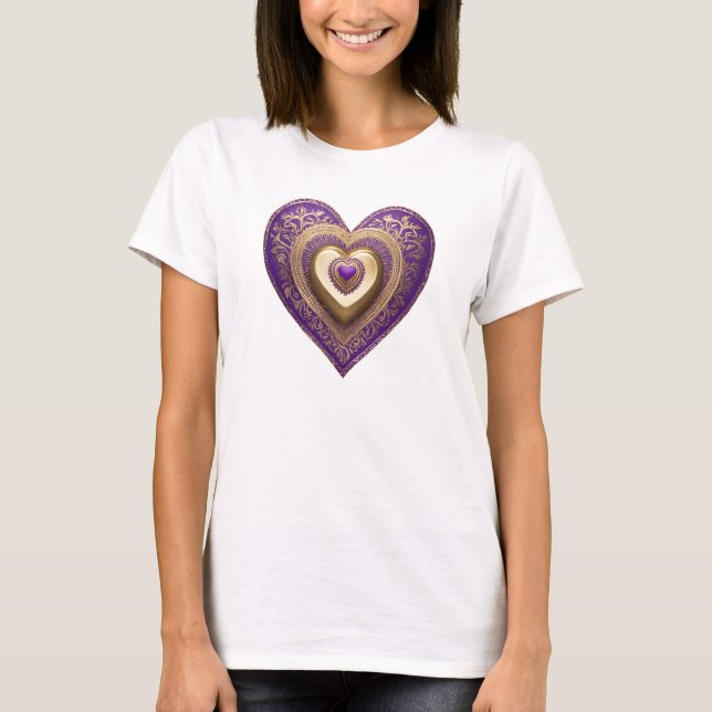 Lila Gold Heart T - Shirt (Vorderseite)