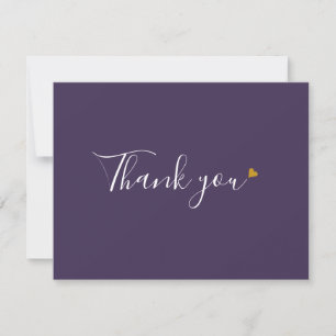 Lila Gold Herz Chic Script Geschäft Dankeskarte