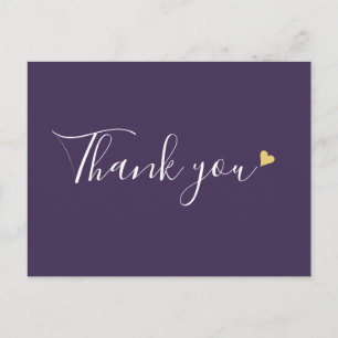 Lila Gold Herz Schrift Geschäft Danke Postkarte