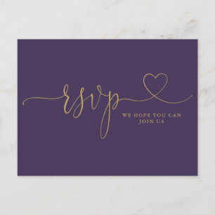 Lila Gold Herz Schrift Songwunsch RSVP Karte