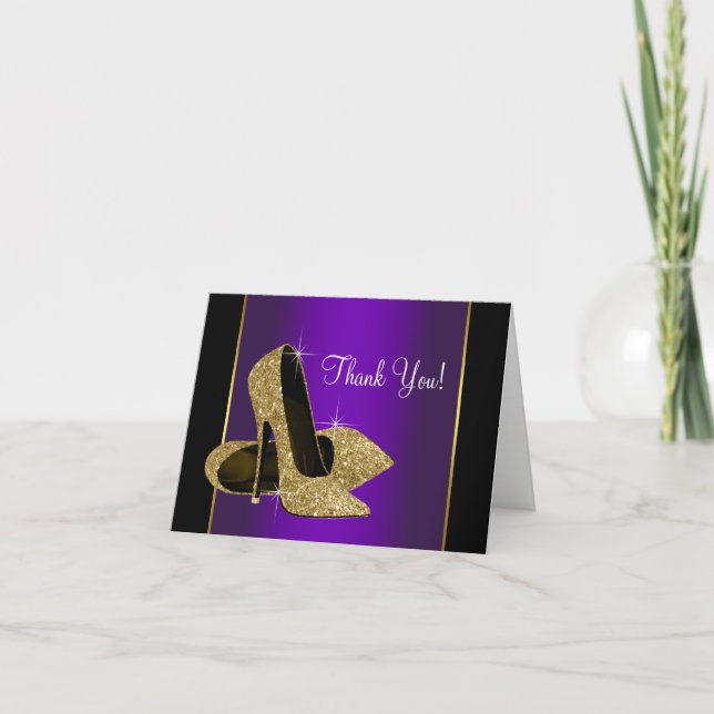 Lila Gold High Heel Schuhe Danke Karte (Vorderseite)