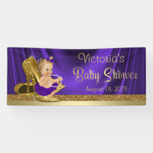 Lila Gold Hochhackenschuh Mädchen Baby Shower Banner