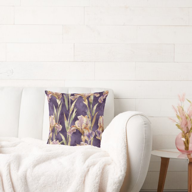 Lila Gold-Iris-Blume Kissen (Liege)
