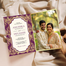 Lila Gold Lace QR Code Foto Indische Hochzeit