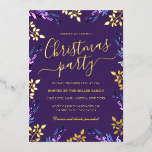 Lila Gold-Leaf-Party Folieneinladung