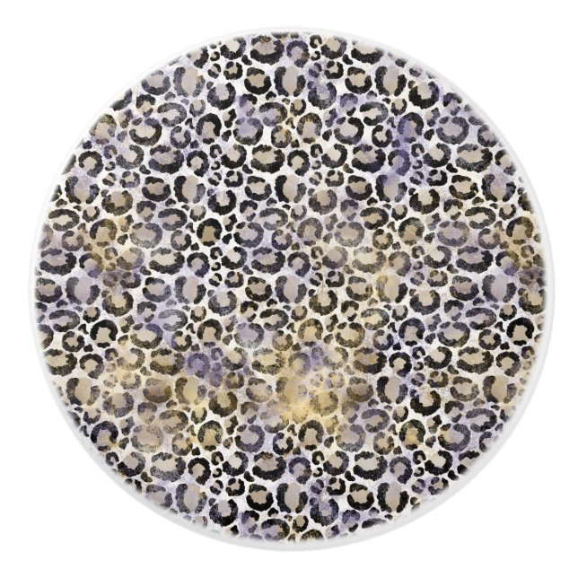 Lila Gold Leopard Print Keramikknauf (Vorderseite)