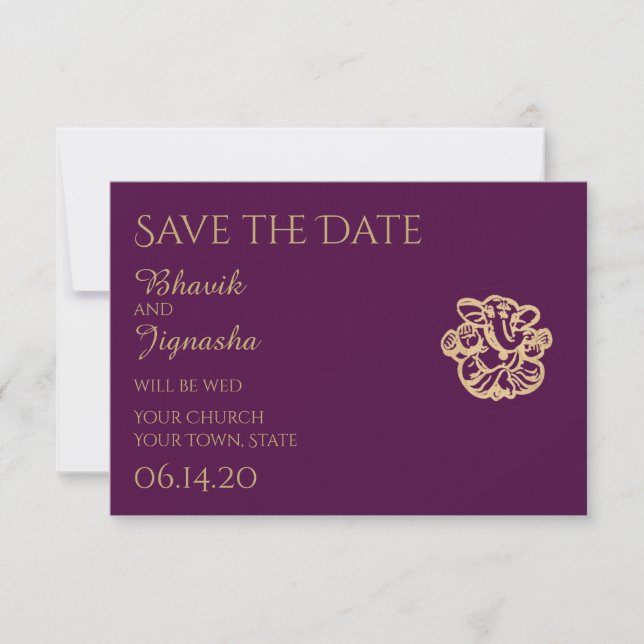 Lila Gold Mandala Indian Wedding Save the Date (Vorderseite)
