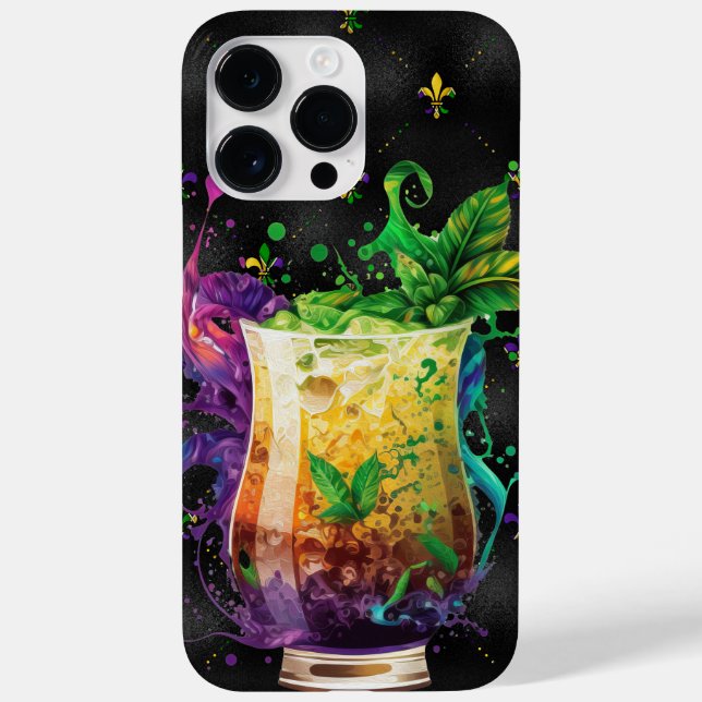 LILA GOLD MARDI GRAS FESTIVE GETRÄNKE Case-Mate iPhone 14 PRO MAX HÜLLE (Rückseite)