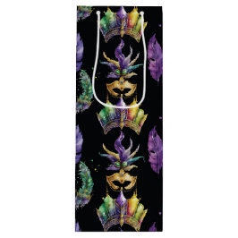 LILA GOLD MARDI GRAS MASKS FEATHERS GESCHENKTÜTE FÜR WEINFLASCHEN