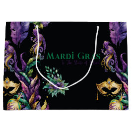 LILA GOLD MARDI GRAS MASKS FEATHERS GROßE GESCHENKTÜTE