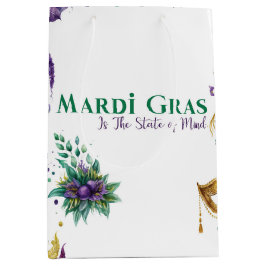 LILA GOLD MARDI GRAS MASKS FEATHERS MITTLERE GESCHENKTÜTE