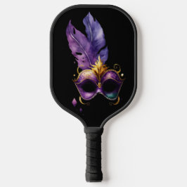 LILA- & GOLD MARDI GRAS MASKS & FEATHERS PICKLEBALL SCHLÄGER
