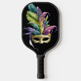 LILA- & GOLD MARDI GRAS MASKS & FEATHERS PICKLEBALL SCHLÄGER