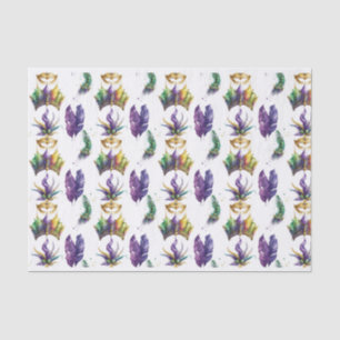 LILA GOLD MARDI GRAS MASKS FEATHERS SEIDENPAPIER