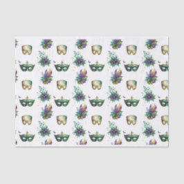 LILA GOLD MARDI GRAS MASKS FEATHERS SEIDENPAPIER