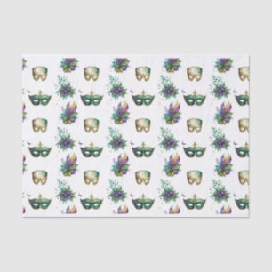 LILA GOLD MARDI GRAS MASKS FEATHERS SEIDENPAPIER