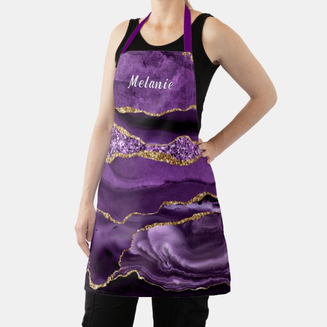 Lila Gold-Marmor-Individuelle Name-Schürze-Geschen Schürze (InSitu)
