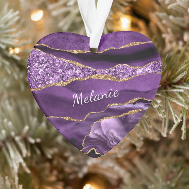 Lila Gold Marmor Weihnachtsgeschmack Individuelle  Ornament (Baum)