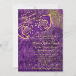 Lila Gold Masquerade Ball Mardi Gras Wedding Einladung