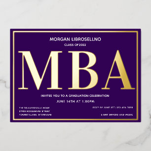 Lila Gold MBA-Abschluss Folieneinladung