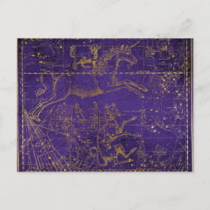 Lila & Gold Mythische Einhorn-Himmelskarte Postkarte