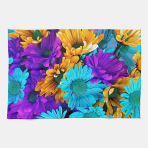 Lila Gold N Türkis Daisies Küchentuch