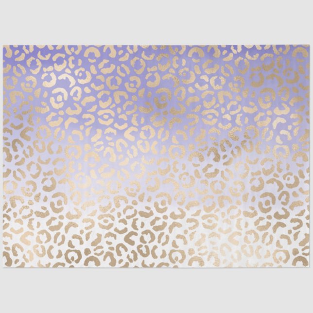 Lila Gold Ombre Leopard Print Seidenpapier (Vorderseite)