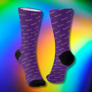 Lila Gold personalisierte Namenssocken mit individ Socken