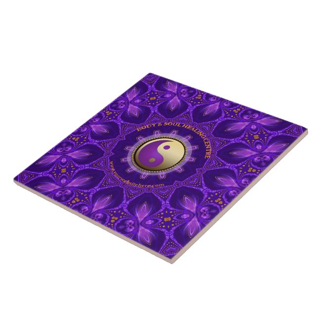 Lila Gold Pink Energy Healing Mandala Fliese (Seite)