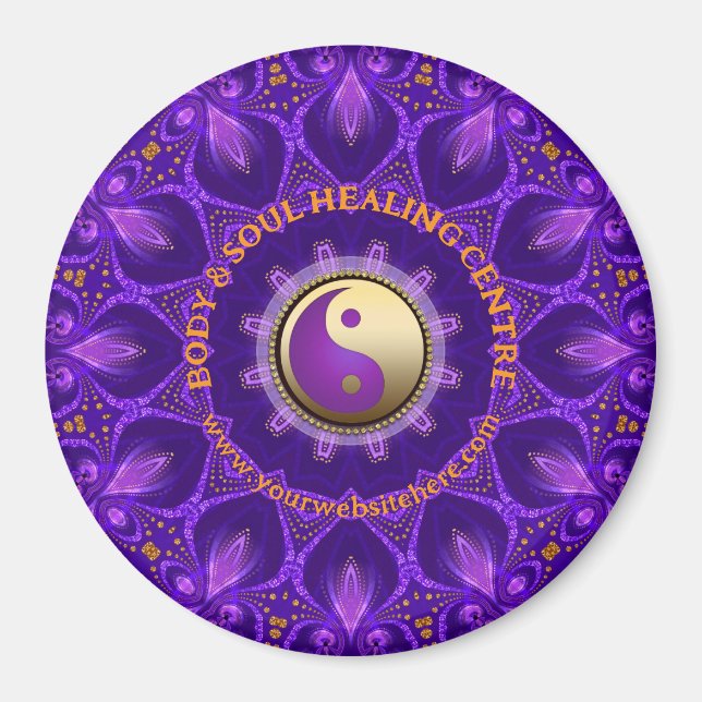 Lila Gold Pink Energy Healing Mandala Magnet (Vorne)