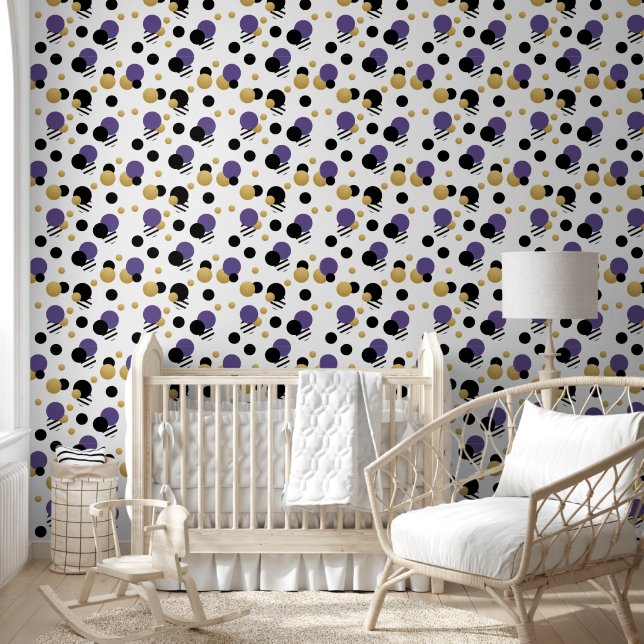 Lila Gold Polka Dot Tapete (Kinder)