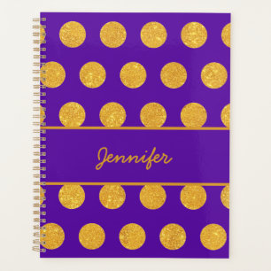Lila & Gold Polka Dots Individuelle Name Goal Life Planer