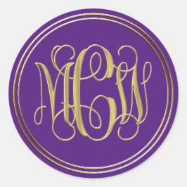 Lila Gold Preppy Vine Script Monogram DIY BG Runder Aufkleber