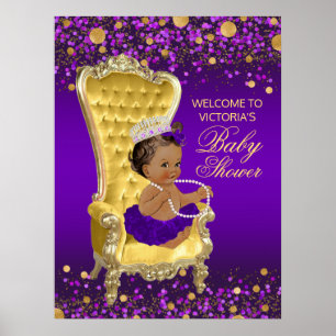 Lila Gold Princess Baby Dusche Begrüßungszeichen Poster