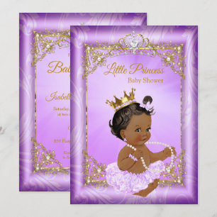 Lila Gold Princess Baby Dusche Ethnic Girl Einladung