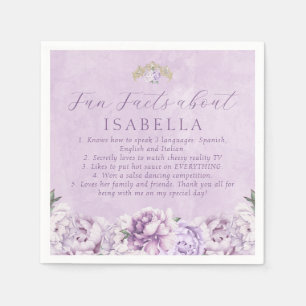 Lila Gold Quinceñera Party Spaß Fakten Napkins Serviette