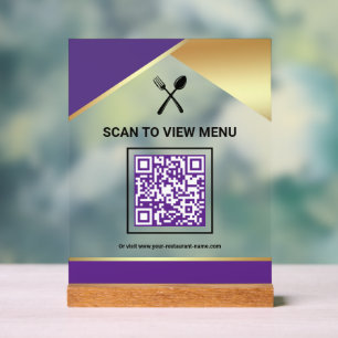 Lila Gold Restaurant Digital QR-Code-Speisekarte Acrylschild