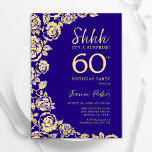Lila Gold Rose Überraschung 60. Geburtstag Einladung<br><div class="desc">Lila Gold Floral Überraschung 60. Geburtstagsparty Einladung. Elegantes Design mit Rose,  Imitaten Goldfolie und Typografie Script Schriftart. Die trendige Einladungskarte eignet sich perfekt für eine stilvolle Damenfeier. Kann für jedes Alter angepasst werden. Gedruckte Zazzle Einladungen oder Sofortdownload digitalen druckbaren Vorlage.</div>