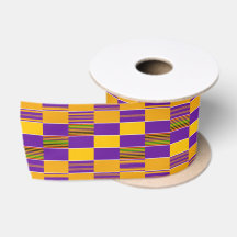 Lila Gold Royal K88 African Kente 3 inch Ribbon