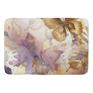 Lila & Gold Schmetterling Aquarell Schmetterlinge Badematte