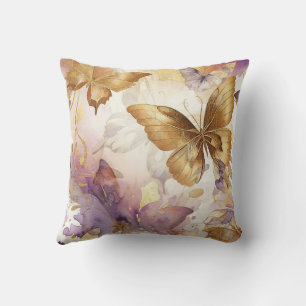 Lila & Gold Schmetterling Aquarell Schmetterlinge Kissen