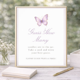 Lila Gold Schmetterling Baby Shower Rate Mal Errat Poster