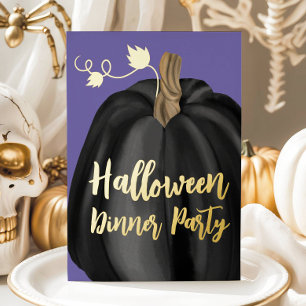 Lila Gold Script Pumpkin Halloween Party Folieneinladung