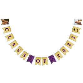 Lila Gold Sparkle Graduate Foto Party Wimpelkette