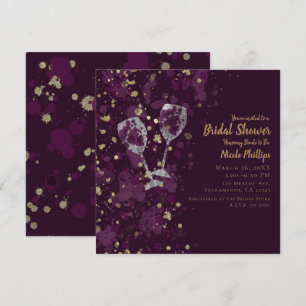 Lila & Gold Spritzer Rote Weine Modernes Party Einladung